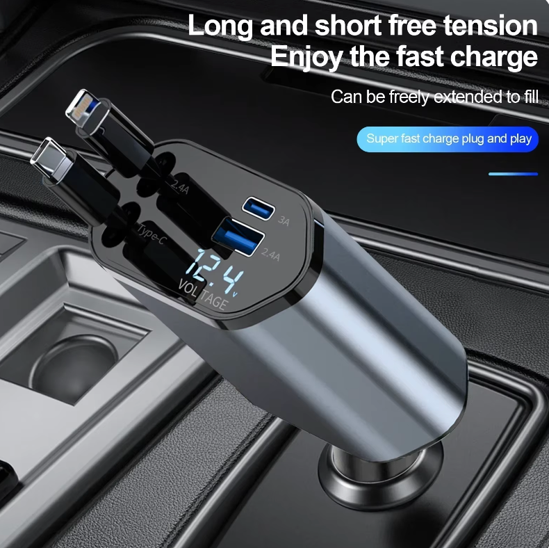 Retractable 4-in-1 Car Charger 