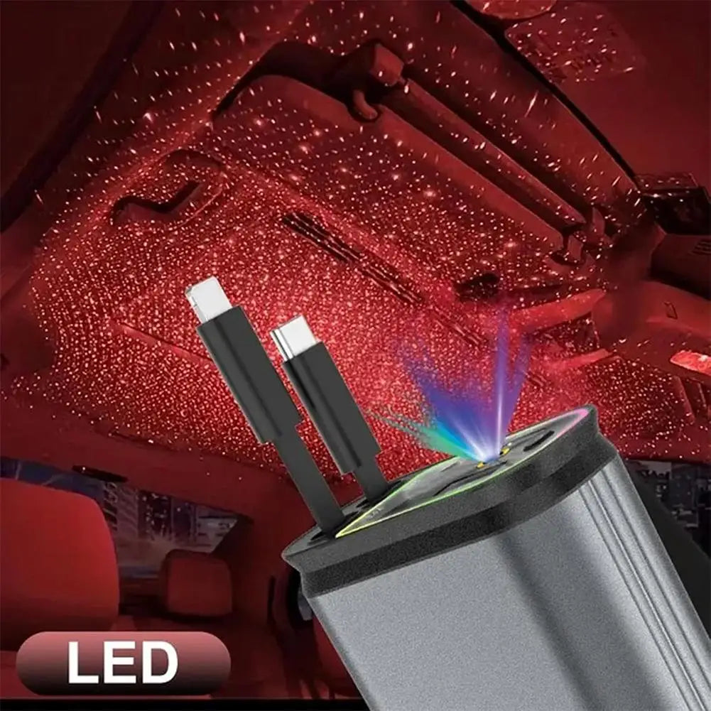 Retractable 4-in-1 Car Charger with Starlight 