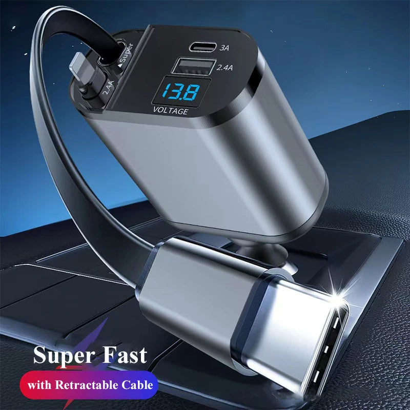 Retractable 4-in-1 Car Charger 