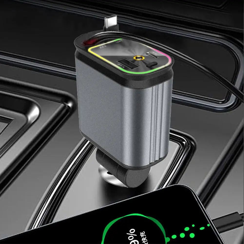 Retractable 4-in-1 Car Charger with Starlight 